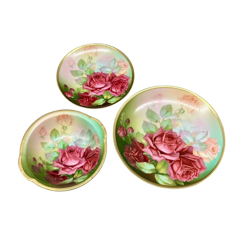 Bavarian Porcelain -Thomas - Sevres, Monte Carlo - Cottage Rose Decor, Set of 3